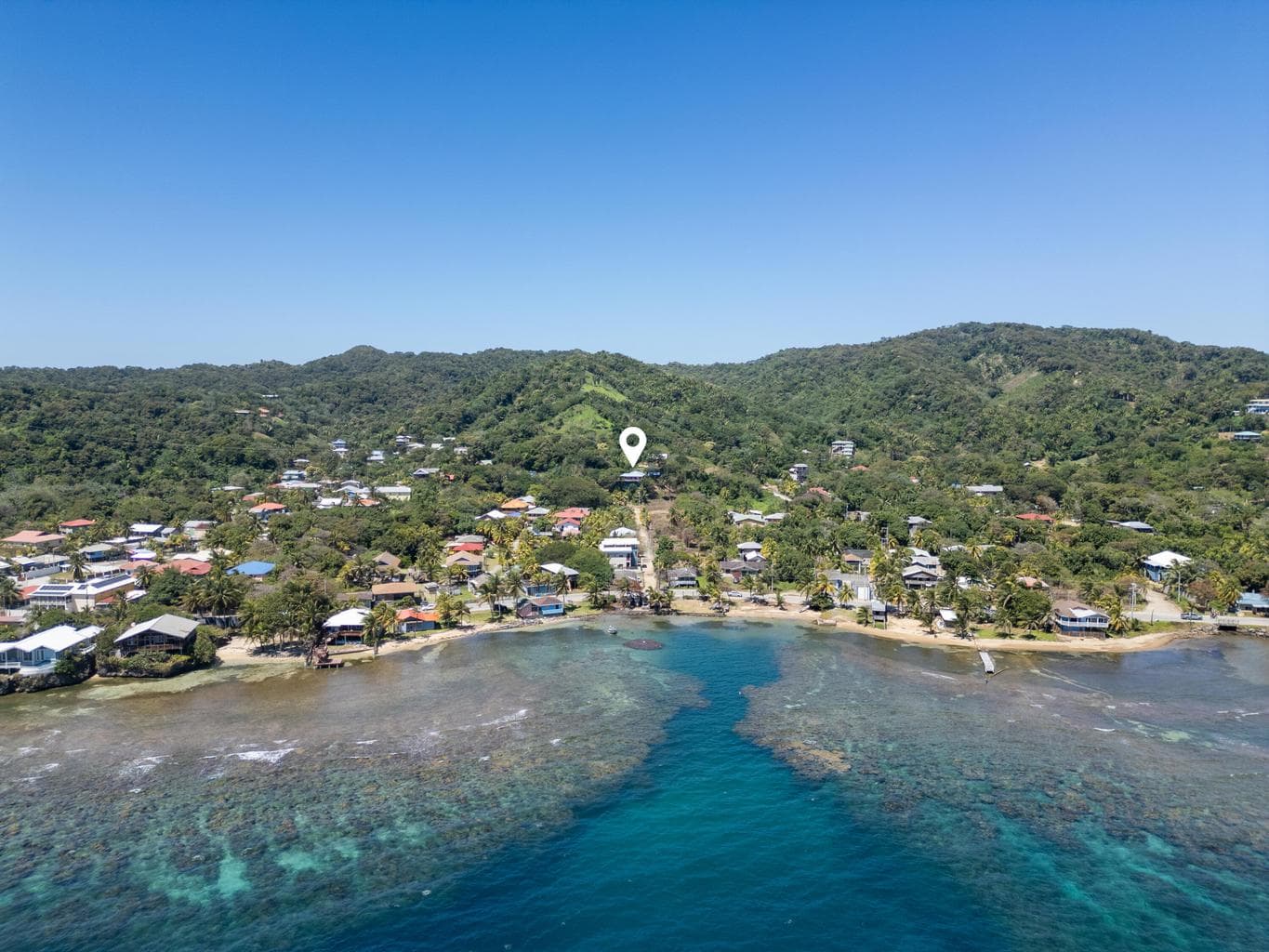 The Roatan coast from the air